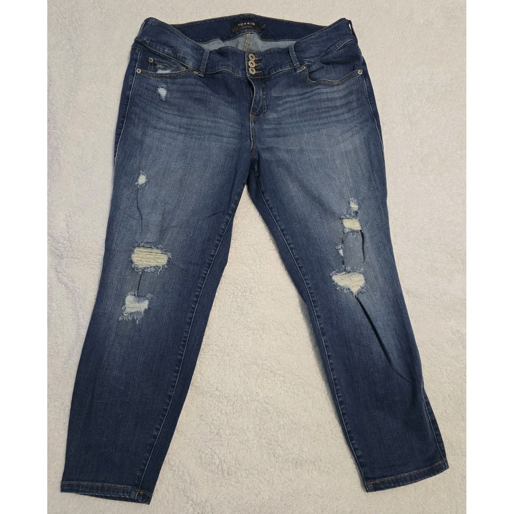 2 Pairs Torrid Premium & Bombshell Skinny Blue Distressed Jeans Size 22S